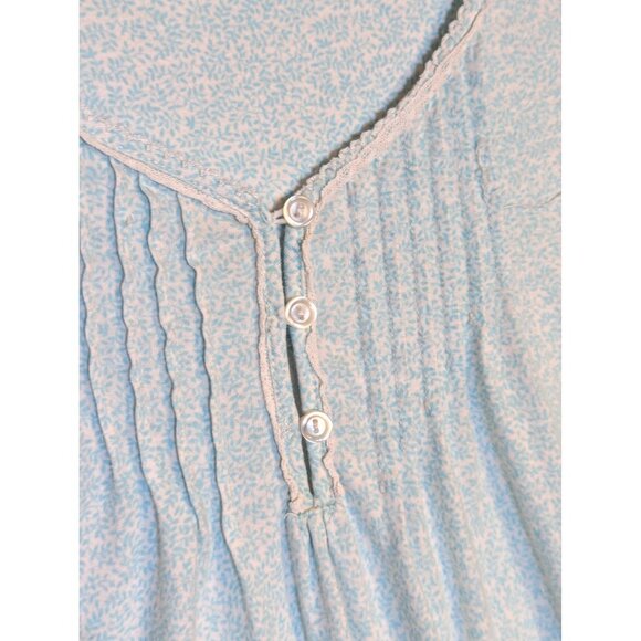 Miss Elaine Womens Light Blue Floral Short Sleeve Nightgown With Button Details - Picture 2 of 7